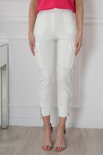 Spodnie dresowe a'la bojówki z zamkami białe Reno Rozmiar: L