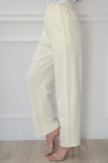 Spodnie dresowe wide leg z przeszyciem ecru Sollo Rozmiar: L