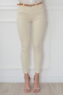 Spodnie jeans rurki push-up z paskiem beż Maren Rozmiar: XL