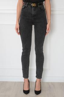 Spodnie jeans skinny wysoki stan grafit Rity Rozmiar: L