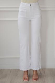 Spodnie jeans wide leg z kieszeniami białe Karro Rozmiar: M