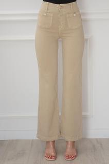 Spodnie jeans wide leg z kieszonkami beż Pilze Rozmiar: L