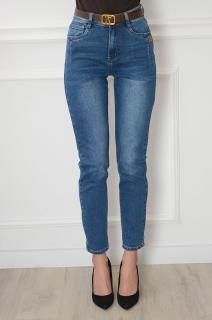 Spodnie jeansowe mom fit z zaszewkami niebieskie Quanty Rozmiar: XL