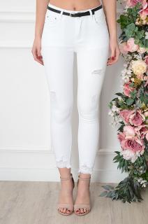 Spodnie jeansowe postrzępione białe Cobar Rozmiar: S