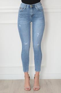 Spodnie jeansowe rurki przecierane niebieskie Kiko Rozmiar: L