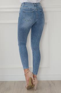 Spodnie jeansowe rurki z broszką niebieskie Flormi Rozmiar: L