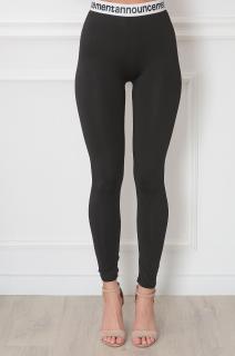 Spodnie legginsy z białą gumą czarne Tuppe Rozmiar: M/L