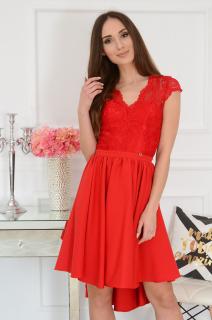 Sukienka asymetryczna z koronkową górą czerwona Samira Rozmiar: M