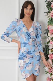 Sukienka kopertowa w róże niebieska Sampario Rozmiar: XL