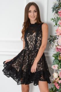 Sukienka koronkowa z falbankami czarno-beżowa Isma Rozmiar: L