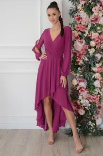 Sukienka maxi asymetryczna rozcięte rękawy purpura Ottavia Rozmiar: M