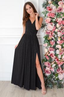 Sukienka maxi brokatowa czarna Lukrecja Rozmiar: 3XL