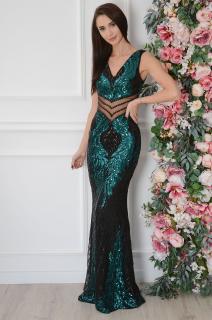 Sukienka maxi cekinowa z siateczki czarno-zielona Mesilla Rozmiar: L