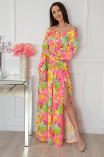 Sukienka maxi hiszpanka w żółte kwiaty róż Alisa Rozmiar: XS