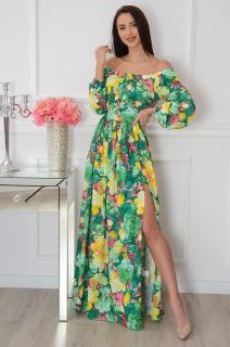 Sukienka maxi hiszpanka w żółte kwiaty zielona Alisa Rozmiar: S