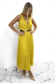 Sukienka maxi plisowana kopertowy dekolt limonka Aysel Rozmiar: UNI