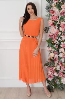 Sukienka maxi plisowana kopertowy dekolt pomarańcz Aysel Rozmiar: UNI