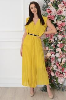 Sukienka maxi plisowana z falbankami limonka Verda Rozmiar: UNI