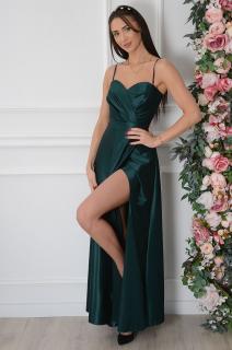 Sukienka maxi satynowa z gorsetem ciemna zieleń Claudia Rozmiar: M