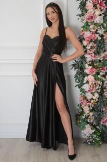 Sukienka maxi satynowa z gorsetem czarna Claudia Rozmiar: XS