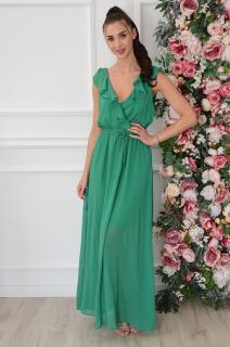 Sukienka maxi szyfonowa z falbaną zielona Halsey Rozmiar: L