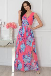 Sukienka maxi w niebieskie kwiaty róż Lukrecja Rozmiar: L