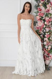 Sukienka maxi z grubej koronki biała Anetta Rozmiar: L