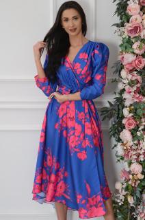 Sukienka midi kopertowa w kwiaty kobalt Deliana Rozmiar: XL