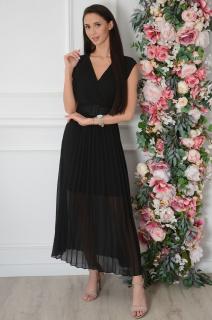 Sukienka midi plisowana z paskiem czarna Vilonia Rozmiar: UNI