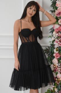Sukienka midi tiulowa z gorsetem czarna Brigit Rozmiar: L