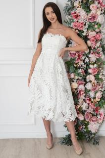 Sukienka midi z grubej koronki biała Anetta Rozmiar: L