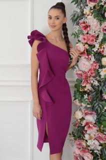 Sukienka na jedno ramię z falbaną purpura Etiena Rozmiar: L
