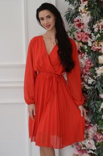 Sukienka plisowana kopertowy dekolt czerwona Sabrina Rozmiar: UNI