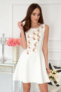 Sukienka z kwiatami 3D kremowa Emily Rozmiar: L