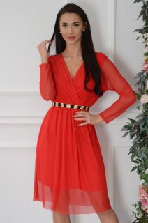 Sukienka z siateczki długi rękaw czerwona Glorina Rozmiar: UNI