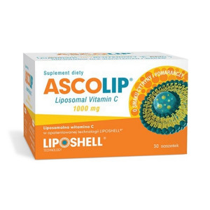 Ascolip (liposomalna witamina C) 1000mg saszetki x 30 szt. SMAK CYTRYNOWO-POMARAŃCZOWY