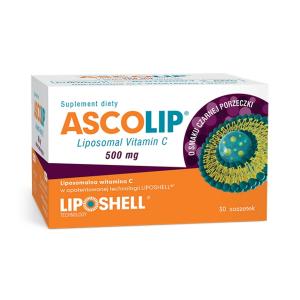 Ascolip (liposomalna witamina C) 500mg saszetki x 30 szt. SMAK CZARNEJ PORZECZKI-data ważności 09.2022