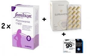 Femibion 0 Planowanie ciąży tabletki 2 x 28szt. + Supramen x 120 kapsułek + Maxigra Go 25mg tabletki x 8 szt.