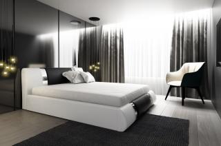 ANTALYA łóżko tapicerowane 160x200 ze stelażem metalowe wstawki