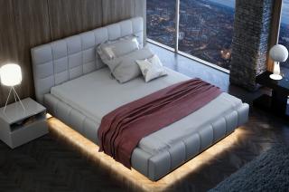 ELEGANT łóżko 200x200 tapicerowane, LED