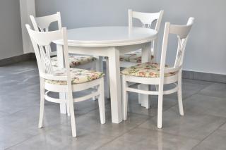 MODERN M14 zestaw 4 osobowy: stół fornir fi 100 i krzesła MODERN 2, kolory