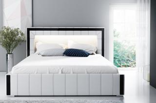 VERNO łóżko tapicerowane 140x200 z  przeszyciami, led