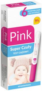 Test ciążowy Pink, strumieniowy, super czuły, 1 sztuka