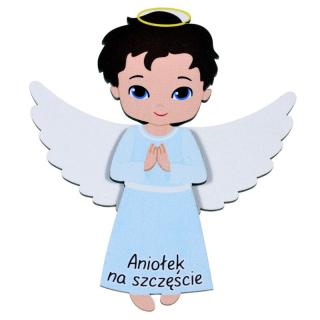 Aniołek chłopiec błękitny - magnes | Bazarek-Deco