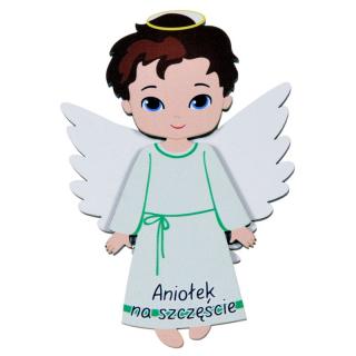 Aniołek chłopiec jasno zielony - magnes | Bazarek-Deco