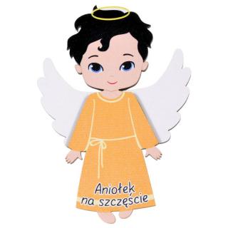 Aniołek chłopiec pomarańczowy - magnes | Bazarek-Deco