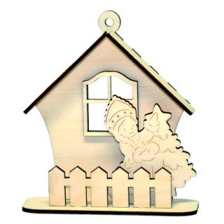Domek z płotkiem DZIEWCZYNKA Boże Narodzenie   | Bazarek-Deco