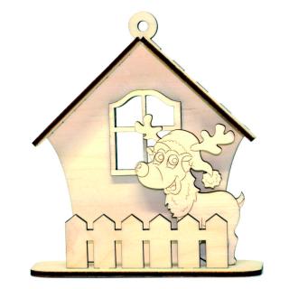 Domek z płotkiem RENIFER Boże Narodzenie  | Bazarek-Deco