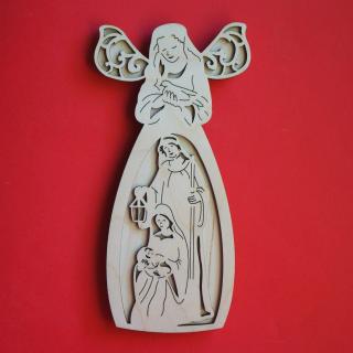 Drewniany anioł rustykalny zawieszka N6 20cm  | Bazarek-Deco