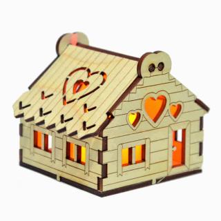 Drewniany domek na świeczkę LED N4 - Z | Bazarek-Deco